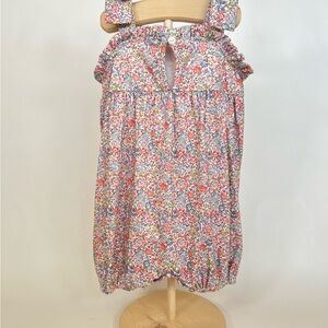 NWOT Floral Print Pink Girls Romper with Big Bow Straps